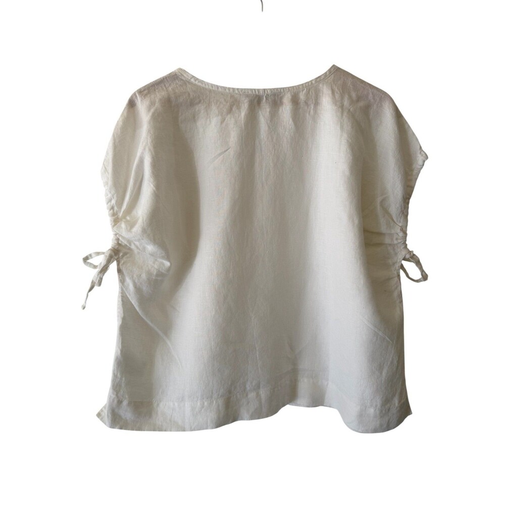 Everlane Top Womens Large White 100% Linen Short Sleeve Boxy Relaxed Shirt - Picture 13 of 13